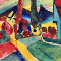 Wassily Kandinsky - Landscape with Two Poplars, Leinwanddruck und Poster / canvas print and poster