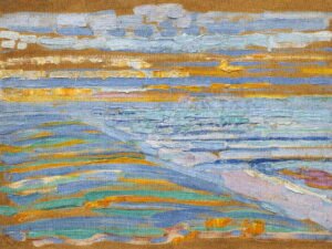 Piet Mondrian - View from the dunes with beach and piers, Leinwanddruck und Poster / canvas print and poster