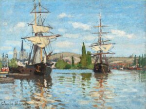 Claude Monet - Ships on the Seine near Rouen, Leinwanddruck und Poster / canvas print and poster