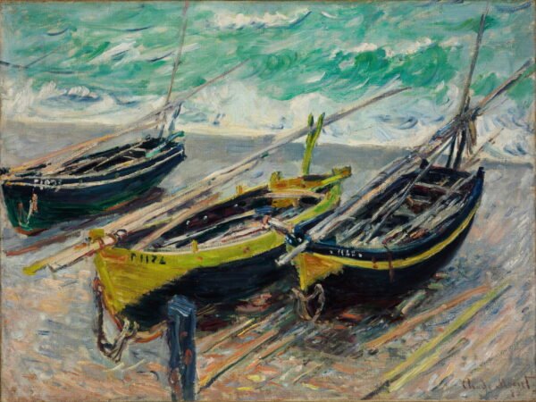 Claude Monet - Three Fishing Boats, Leinwanddruck und Poster / canvas print and poster