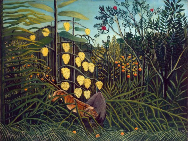 Henri Rousseau - In a Tropical Forest Combat of a Tiger and a Buffalo, Leinwanddruck und Poster / canvas print and poster