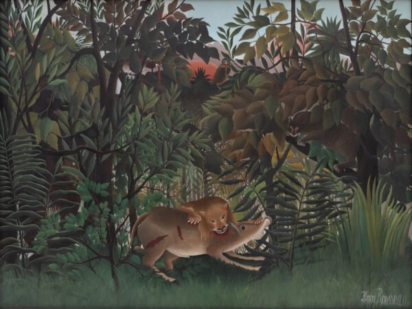 Henri Rousseau - The Hungry Lion Throws Itself on the Antelope, Leinwanddruck und Poster / canvas print and poster