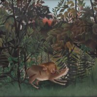 Henri Rousseau - The Hungry Lion Throws Itself on the Antelope, Leinwanddruck und Poster / canvas print and poster