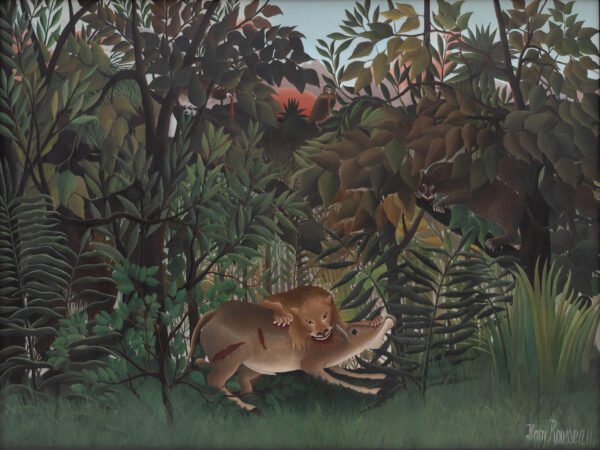 Henri Rousseau - The Hungry Lion Throws Itself on the Antelope, Leinwanddruck und Poster / canvas print and poster