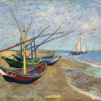 Van Gogh - Fishing Boats on the Beach at Saintes-Maries, Leinwanddruck und Poster / canvas print and poster