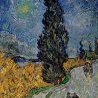 Van Gogh - Road with Cypress and Star, Leinwanddruck und Poster / canvas print and poster