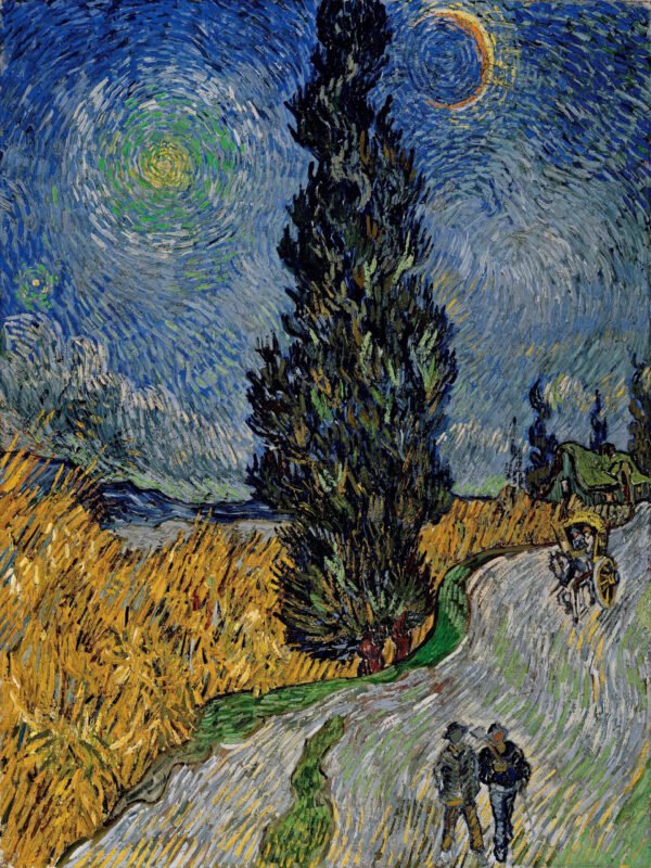 Van Gogh - Road with Cypress and Star, Leinwanddruck und Poster / canvas print and poster