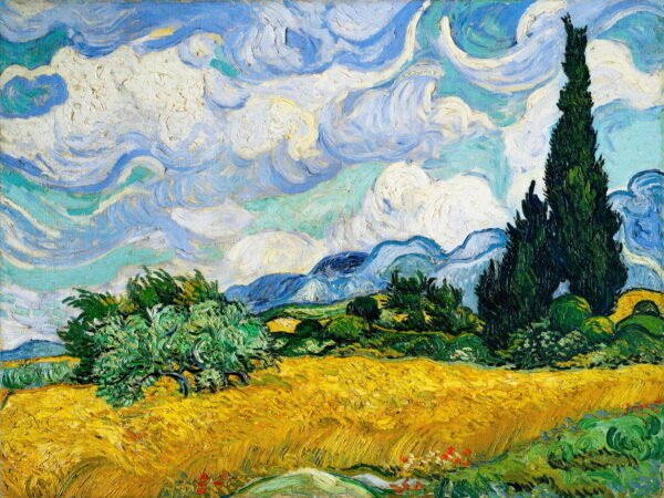 Van Gogh - Wheatfield with Cypresses, Leinwanddruck und Poster / canvas print and poster